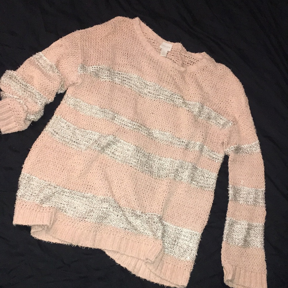 💞Pink/beige and grey sparkle Chico’s sweater💞